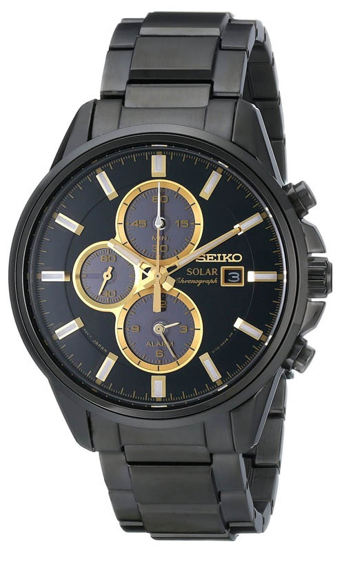 Seiko Men's Black Dial Solar Chronograph Watch SSC269