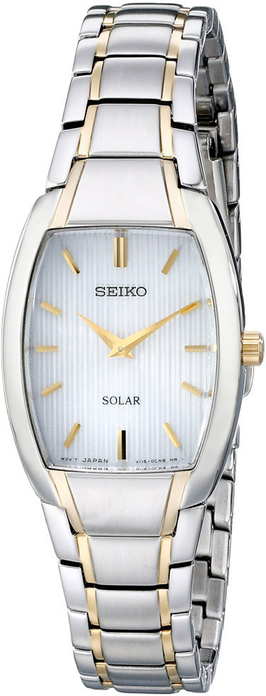 Seiko Women's Solar Two Tone White Dial Watch SUP260 