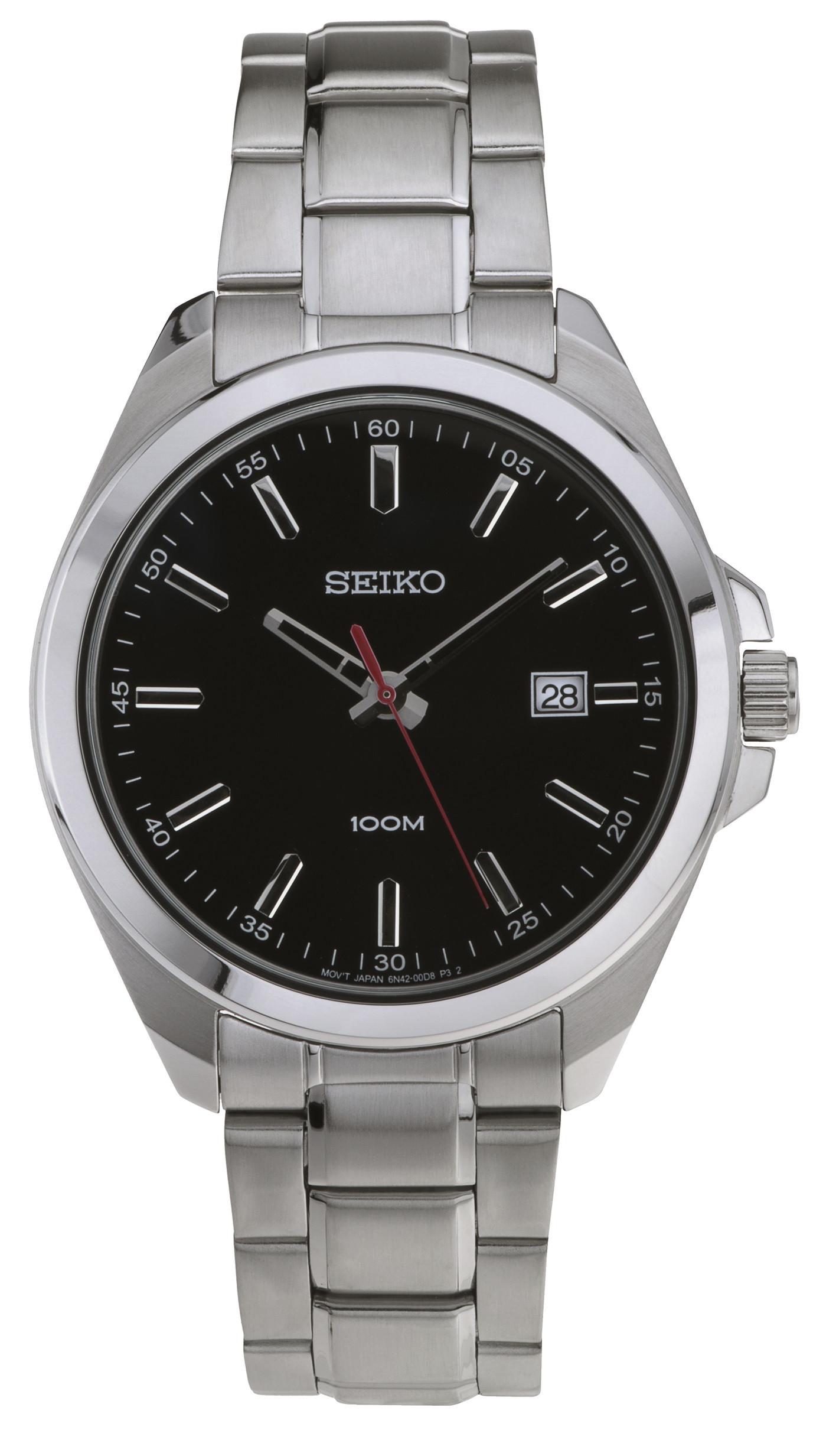 Seiko Men's Balck Dial Stainless Steel Watch SUR061