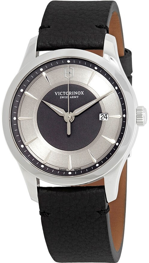 Victorinox Men's Alliance Black and Silver Dial Black Leather Watch 241804