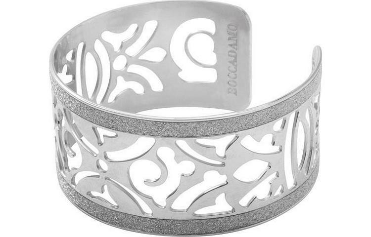 Boccadamo Rhodium Plated Bangle Style Bracelet with Glitter