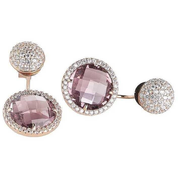 Boccadamo Reversible earrings with zircons and crystals amethyst