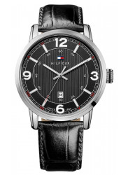 Tommy Hilfiger Men's Stainless Steel Black Leather Watch 1710342 