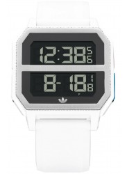 Adidas Men's Archive R2 Digital Silver Dial White Rubber Watch Z16 3273-00
