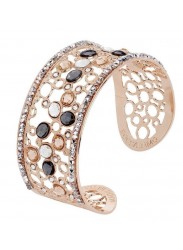 Boccadamo Bangle Style Bracelet with a Decoration of Swarovski Crystals in Peach and Silver Night
