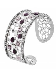 Bangle Style Bracelet with a Swarovski Crystal and Amethyst Decoration XBR729