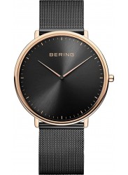 Bering Unisex Ultra Slim Black Dial Black Mesh Watch 15739-166