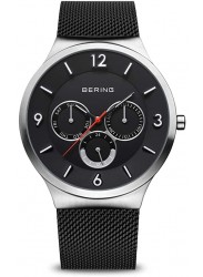 Bering Men's Classic Multifunction Black Dial Black Mesh Stainless Steel Watch 33441-102