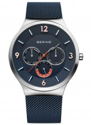 Bering Men's Classic Multifunction Blue Dial Blue Mesh Stainless Steel Watch 33441-307