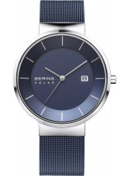 Bering Men's Solar Blue Dial Blue Stainless Steel Watch 14639-307