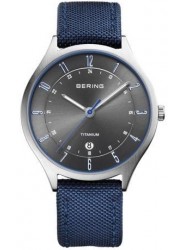 Bering Men's Titanium Grey Dial Blue Fabric Watch 11739-873
