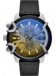 Diesel Men's Griffed Chronograph Black Leather Watch DZ4584