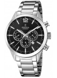 Festina Men's Timeless Chrono Black Dial Stainless Steel Watch F20343/8