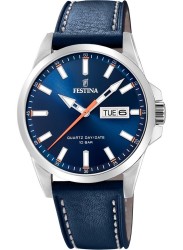 Festina Men's Classic Metal Blue Dial Blue Leather Watch F20358/3