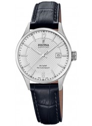 Festina Women's Swiss Made White Dial Black Leather Watch F20009/1