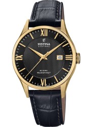Festina Men's Swiss Made Black Dial Black Leather Watch F20010/4