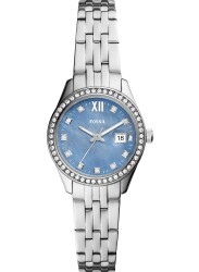 Fossil Women's Scarlette Micro Blue Dial Stainless Steel Watch ES5074