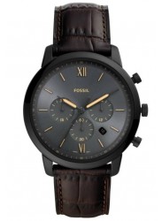 Fossil Men's Neutra Chronograph Black Dial Brown Leather Watch FS5579
