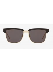 Gucci Men's Wayfarer Half-Rim Shiny Black Grey Lens Sunglasses GG0603S-001-56