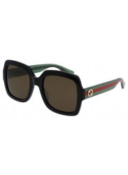 Gucci Women Square Full Rim Black/Green Sunglasses GG0036SN-002-54