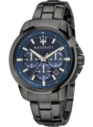 face of Maserati Men's Chronograph Blue Dial Black Stainless Steel Successo Watch R8873621005