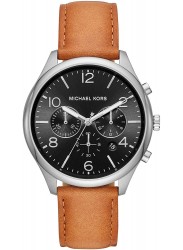 Michael Kors Men's Merrick Chronograph Black Dial Brown Leather Watch MK8661