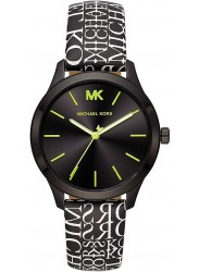 Michael Kors Women's Runway Black Dial Black Text Leather Watch MK2847
