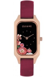OUI&ME Women's Finette Black Floral Dial Pink Leather Watch ME010124