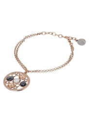 Rose Gold Plated Double Wire Bracelet with Swarovski Pendant