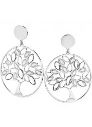 Earrings with Tree of Life Pendant and Scattered Swarovski Crystal