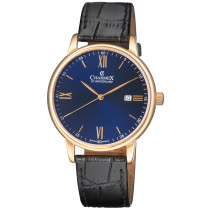 Charmex Men's Amalfi Blue Dial Black Leather Watch CX-30341