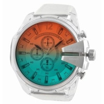 Diesel Men's Mega Chief Chronograph Iridescent White Dial Clear Watch DZ4515