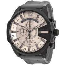 Diesel Men's Mega Chief Chronograph Grey Dial Grey Rubber Watch 