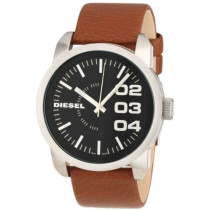 Diesel Men's Black Dial Brown Leather Watch DZ1513