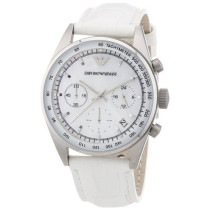 Emporio Armani Women's Chronograph White Leather Watch AR6011