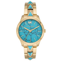 Michael Kors Women's Runway Mercer Turquoise Dial Gold Stainless Steel Watch MK6670
