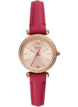 Fossil Women's Carlie Mini Rose Gold Dial Fuchsia Leather Watch ES5006