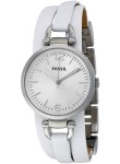 Fossil Women's Georgia Silver Dial White Leather Watch ES3246