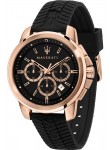 Maserati Men's Successo Chronograph Black Dial Black Silicone Watch R8871621012