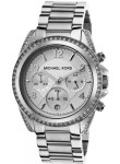 Michael Kors Women's Chronograph Silver Dial Crystal Silver Tone Watch MK5165